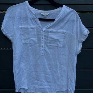 Lucky Brand White Short Sleeve Blouse